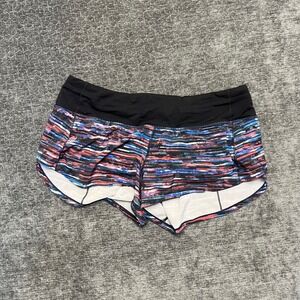 Lululemon Athletica Speed Up Shorts Womens Size 6 Abstract Print Black Red‎ Blue